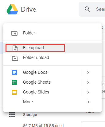 Google Drive新文件上传